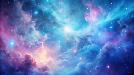 Obraz premium Pastel blue pink galaxy nebula background with swirling clouds of gas and dust, nebula