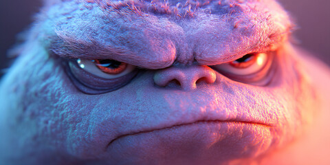 Digital Rendering of an Angry Furry Creature's Face