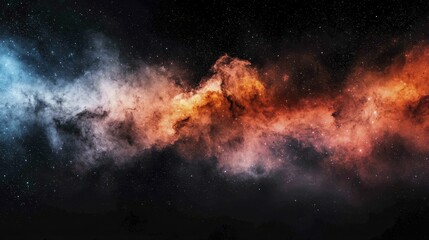 Fototapeta premium A stunning cosmic scene featuring vibrant colors swirling in a nebula-like formation against a backdrop of starry darkness.