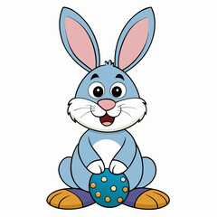 Easter Bunny, Cute Easter Bunny Holding Egg , Cartoon Rabbit Clipart