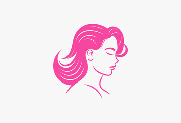 Woman face Vector logo Design. Beauty Model illustration, Girl silhouette for Branding, Business of cosmetics, beauty, salon, health, spa, fashion, Boutique, hairstyle, facial, yoga, hair treatment