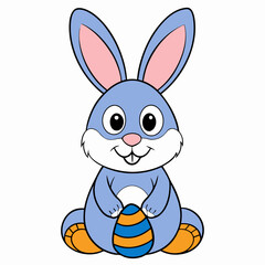 Easter Bunny, Cute Easter Bunny Holding Egg , Cartoon Rabbit Clipart