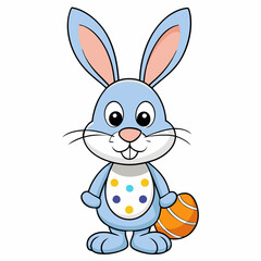 Easter Bunny, Cute Easter Bunny Holding Egg , Cartoon Rabbit Clipart