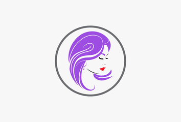 Woman face Vector logo Design. Beauty Model illustration, Girl silhouette for Branding, Business of cosmetics, beauty, salon, health, spa, fashion, Boutique, hairstyle, facial, yoga, hair treatment