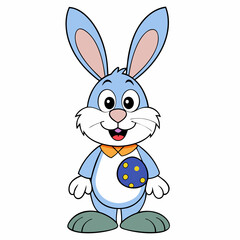 Easter Bunny, Cute Easter Bunny Holding Egg , Cartoon Rabbit Clipart