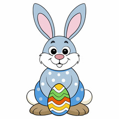 Easter Bunny, Cute Easter Bunny Holding Egg , Cartoon Rabbit Clipart