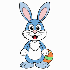 Easter Bunny, Cute Easter Bunny Holding Egg , Cartoon Rabbit Clipart