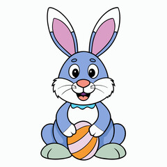 Easter Bunny, Cute Easter Bunny Holding Egg , Cartoon Rabbit Clipart