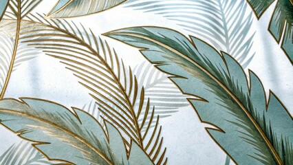 Luxurious golden banana leaf design with tropical elegance