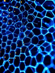 Abstract Hexagonal Network Structure - Symbolizing connection, technology, innovation, complexity, and futuristic design.  A detailed view of interconnected hexagons.