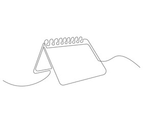 Loose-leaf calendar. One continuous line drawing of calendar. Symbol of memorable moment and the day H . Editable stroke. Doodle line illustration