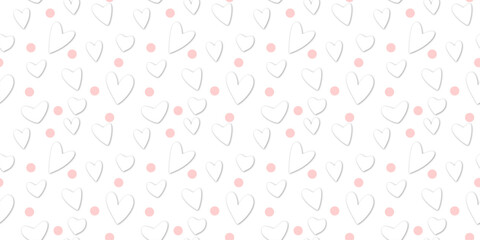 White Heart Seamless Pattern on color Background. Love romantic theme. Pattern hearts with Love for Valentine's Day. Valentines day background. Vector abstract texture with small hearts
