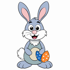 Easter Bunny, Cute Easter Bunny Holding Egg , Cartoon Rabbit Clipart