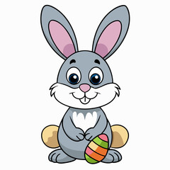 Easter Bunny, Cute Easter Bunny Holding Egg , Cartoon Rabbit Clipart