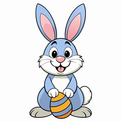 Easter Bunny, Cute Easter Bunny Holding Egg , Cartoon Rabbit Clipart