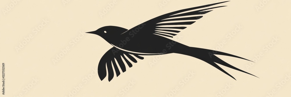 Aufkleber stylized illustration of a bird soaring against a simple background highlighting its graceful flight