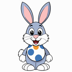 Obraz premium Easter Bunny, Cute Easter Bunny Holding Egg , Cartoon Rabbit Clipart