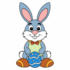 Easter Bunny, Cute Easter Bunny Holding Egg , Cartoon Rabbit Clipart