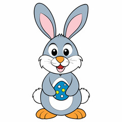 Easter Bunny, Cute Easter Bunny Holding Egg , Cartoon Rabbit Clipart