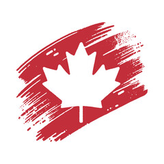 Hand-drawn Canadian flag in  brushstroke style 