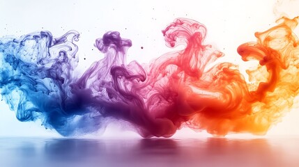 Fototapeta premium Abstract Swirls of Color: A mesmerizing abstract image featuring swirling vibrant hues of blue, red, orange, and purple, reminiscent of liquid smoke or ink in water.