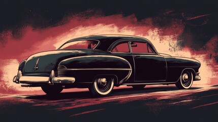 Classic Vintage Car Illustrating Timeless Design and Retro Charm in a Nostalgic Setting