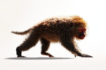 This lively image captures a baboon in mid-stride, portraying its playful nature and vibrant energy, a striking blend of realism and artistic flair that invites admiration.