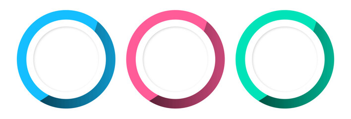 vector set of colored frames in the shape of a ring with a white ring inside with a shadow on a white background