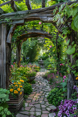 Sustainable and Creative Outdoor Gardening Space: Inviting Wonder with Eclectic Flora
