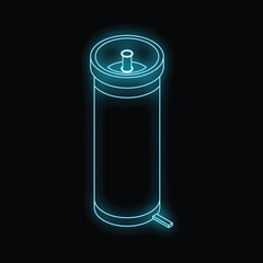 Glowing neon line electronic cigarette icon isolated on black background. Vape smoking tool. Vaporizer device. Vector