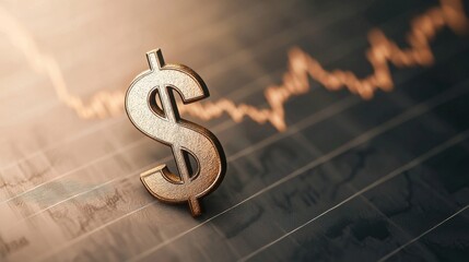 Symbolize of economic risk. Financial growth with dollar sign and graph background