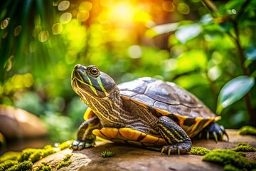 Obraz premium Adorable Turtle at the Zoo - Wildlife Photography, Rule of Thirds Composition