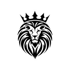 Fototapeta premium Lion head logo black and white vector end station and brand design