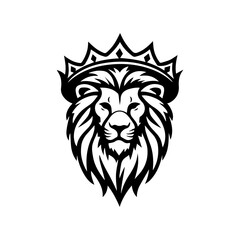Fototapeta premium Lion head logo black and white vector end station and brand design