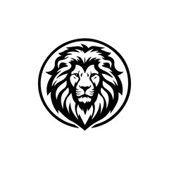 Lion head logo black and white vector end station and brand design