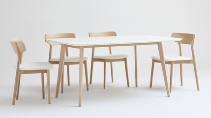 Minimalist White Dining Table and Chair Set