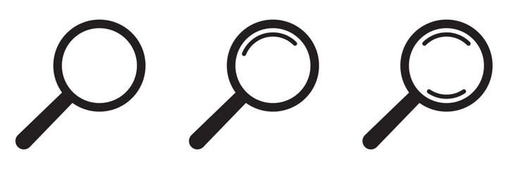 Magnifying glass icon, magnifier icon. Loupe icons set. Search icon. 