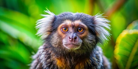 Naklejka premium Adorable Wild Marmoset Monkey in its Natural Habitat - High-Resolution Stock Photo