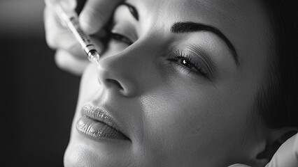 Botox treatment procedure close-up of a persons face receiving cosmetic injection for smooth skin beauty enhancement anti-aging aesthetic clinic setting professional care and treatment