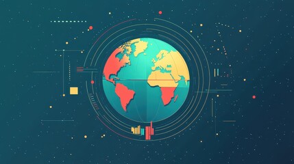 Fototapeta premium logistics network flat design front view global trade animation Split-complementary color scheme. 