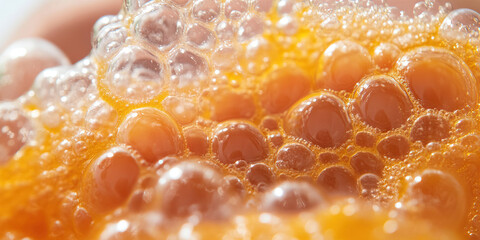 Close-up Photograph of Amber Liquid with Bubbles