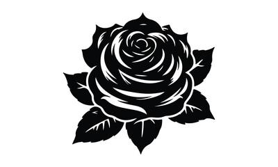 Roses tattoo, Black roses vector, Black silhouette rose, silhouette rose.