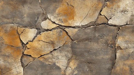 Fototapeta premium Dramatic Cracked Stone Surface Texture with Deep Fissures and Varied Color Tones 50 to 100 characters