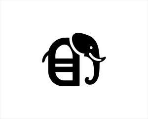 Elephant silhouette logo design icon vector illustration. Black color Elephant logo template