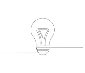 Light bulb in One continuous line drawing. Symbol of idea for business or schedule. Light bulb in simple linear style. Editable stroke. Doodle line illustration