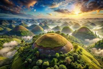 Aerial Cinematic Drone Shot: Chocolate Hills, Bohol, Philippines - Double Exposure