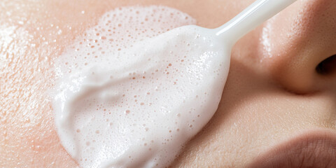 Fototapeta premium Close-up of Foaming Cleanser Application on Fair Skin