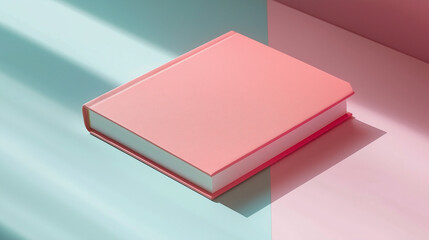 Pink book on pastel background