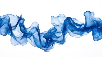 Obraz premium Elegant Flowing Blue Fabric Against Soft White Background