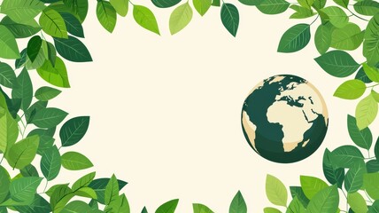 Fototapeta premium Earth Surrounded by Lush Green Leaves, Showcasing the Beauty of Nature